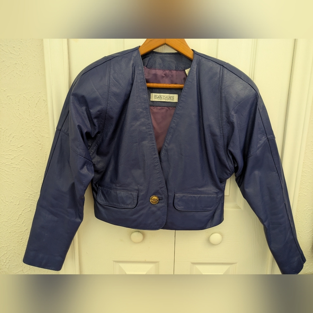Vintage 80's Blue Leather Jacket - Picture 10 of 13